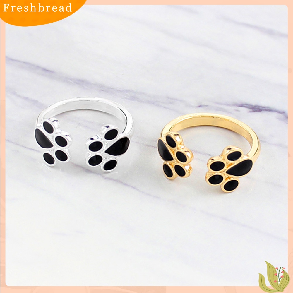 &lt; Freshbread &gt; Fashion Lucu Wanita Hewan Peliharaan Kucing Anjing Anjing Paw Print Pembukaan Jari Cincin Perhiasan Hadiah