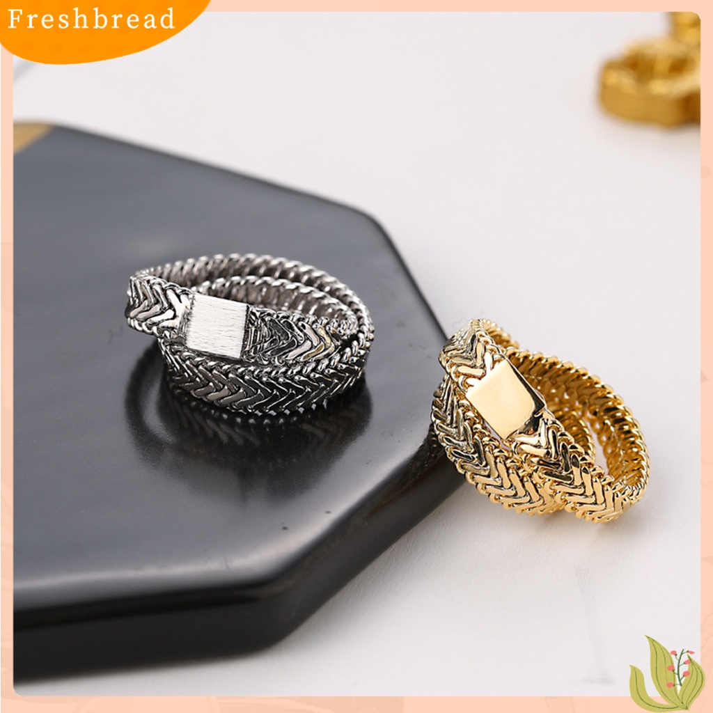 &lt; Freshbread &gt; Simple Snake Bone Chain Copper Double Layer Stack Cross Ring Cincin Jari Untuk Tanggal