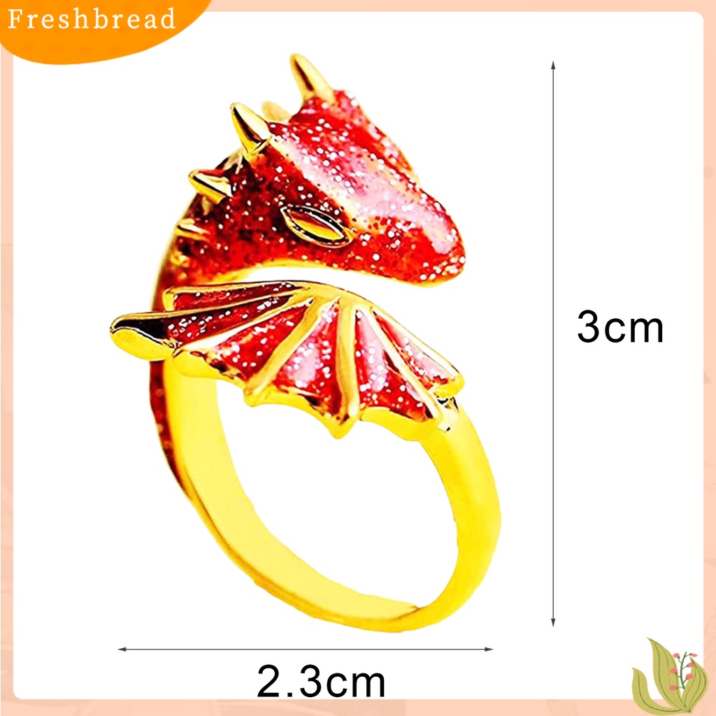 &lt; Freshbread &gt; Cincin Indah Perhiasan Punk Unisex Enamel Naga Ring Indah Untuk Pesta