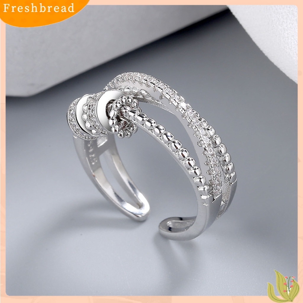 &lt; Freshbread &gt; Wanita Cincin Spiral Manik Relief Pressure Jewelry Putar Berlian Imitasi Finger Ring Untuk Pakaian Sehari-Hari