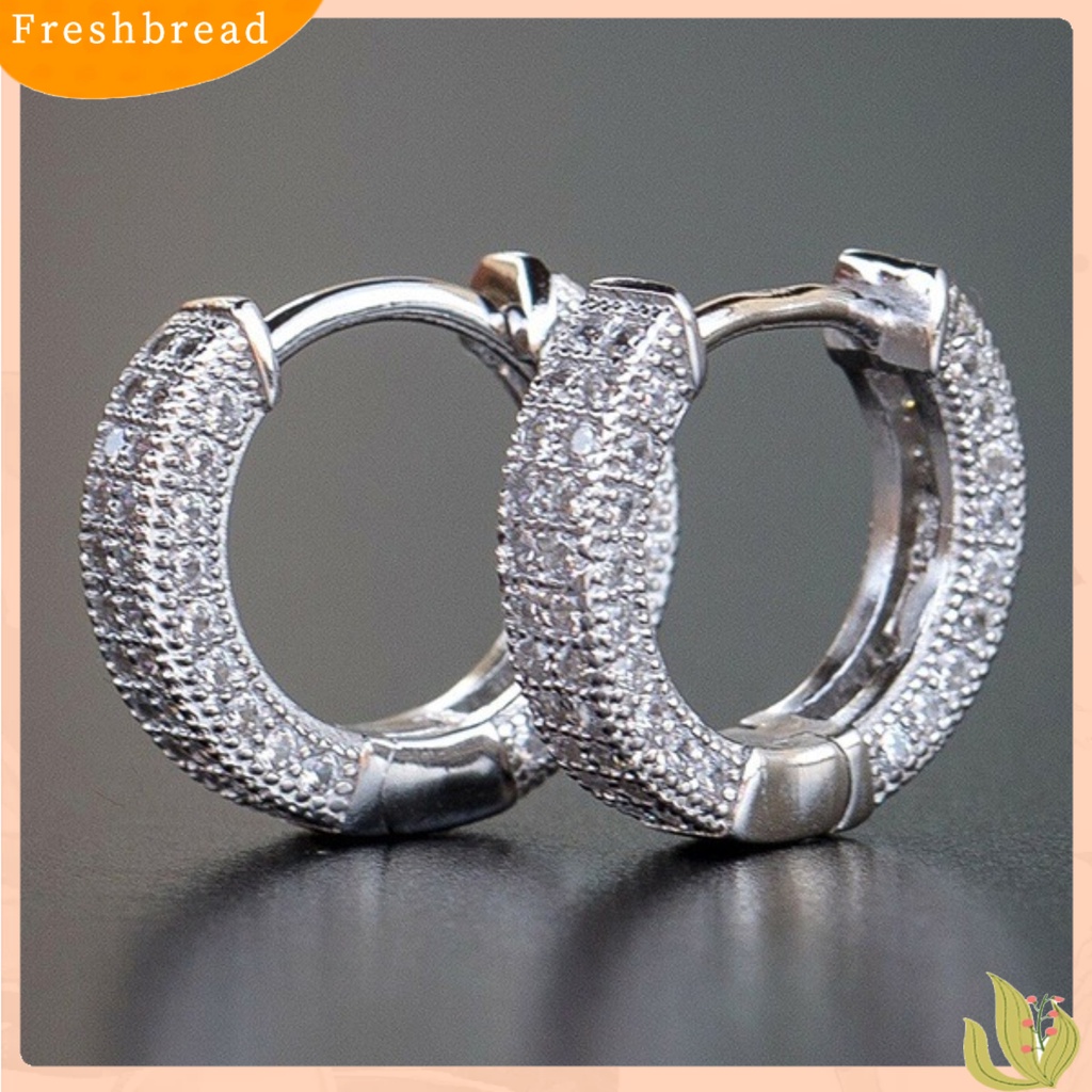 < Freshbread > Wanita Berlian Imitasi Penuh Hias Cubic Zirconia Ear Stud Earrings Perhiasan Aksesori