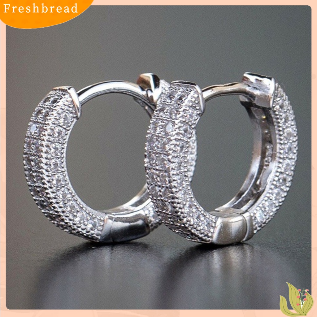 &lt; Freshbread &gt; Wanita Berlian Imitasi Penuh Hias Cubic Zirconia Ear Stud Earrings Perhiasan Aksesori