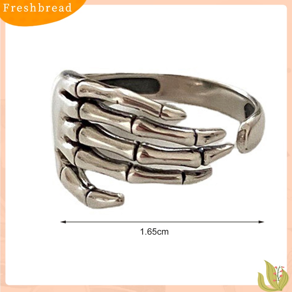 &lt; Freshbread &gt; Cincin Wanita Tulang Bukaan Tangan Resizable Retro Jewelry Adjustable Finger Ring Untuk Halloween