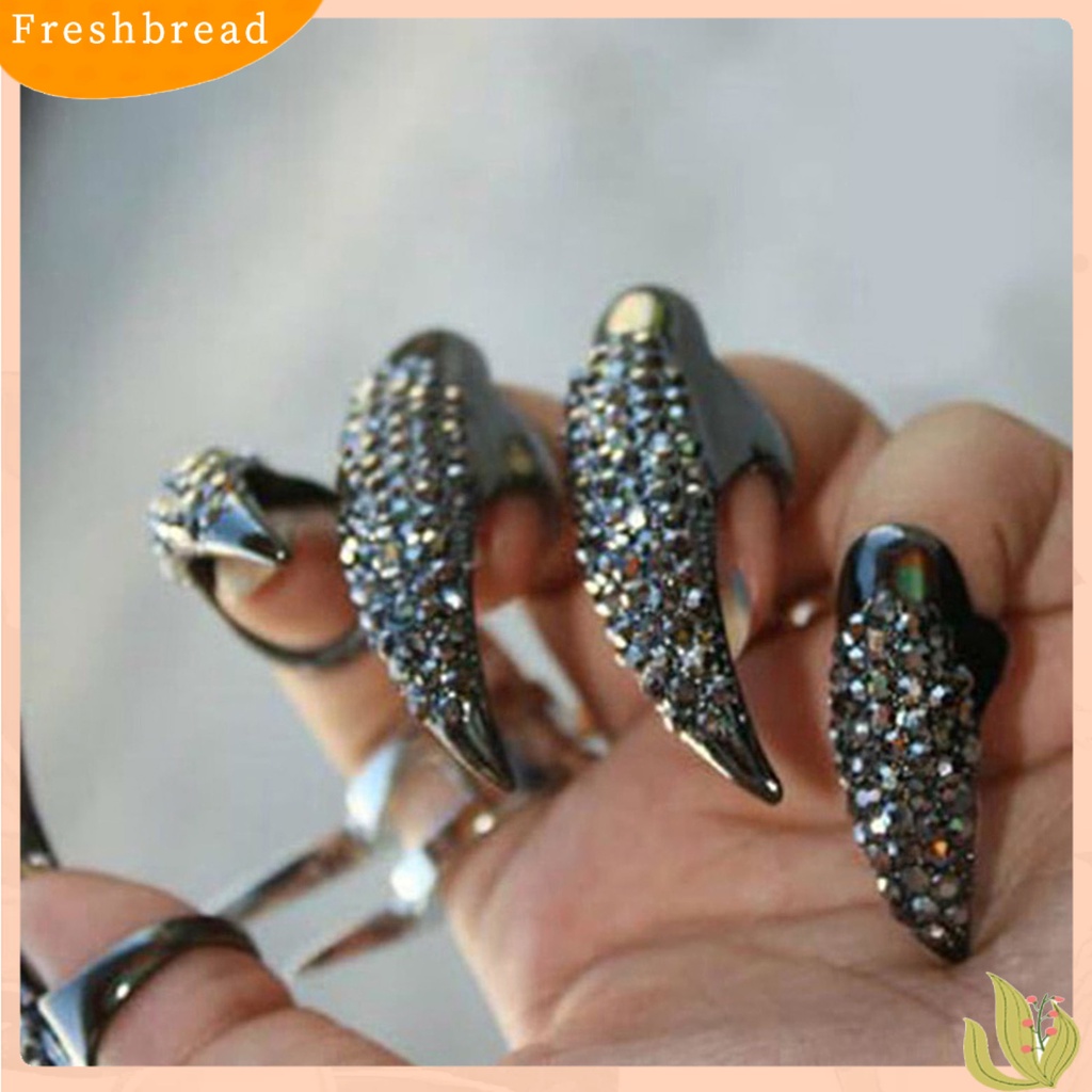 &lt; Freshbread &gt; Eagle Claw Rock Style Unisex Cincin Paduan Ujung Jari Panjang Berlian Imitasi Cincin Kuku Cosplay Accessaries