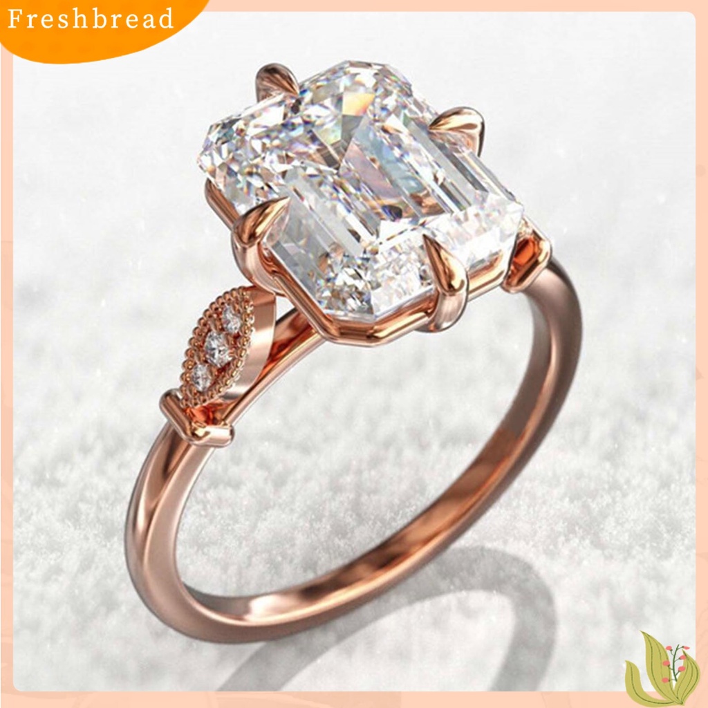 &lt; Freshbread &gt; Klasik Wanita Cincin Rose Gold Hias Kristal Imitasi Jari Cincin Perhiasan Aksesoris