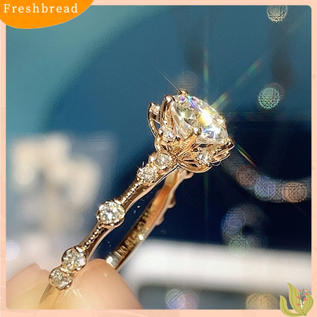 &lt; Freshbread &gt; Wanita Zirkon Bersinar Snowflake Open-end Ring Retro Circlet Perhiasan Pasangan Hadiah