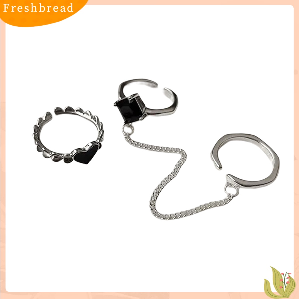 &lt; Freshbread &gt; 1set Cincin Jari Lady Bentuk Hati Hias Warna Kontras Pembukaan Cincin Adjustable Set Hadiah