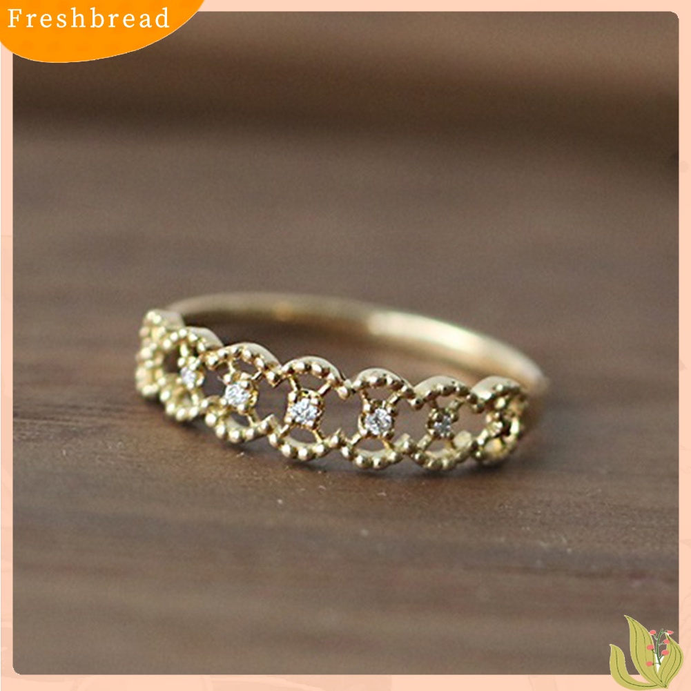 &lt; Freshbread &gt; Fashion Berlian Imitasi Bertatahkan Berongga Jari Cincin Wanita Pesta Pernikahan Perhiasan Hadiah