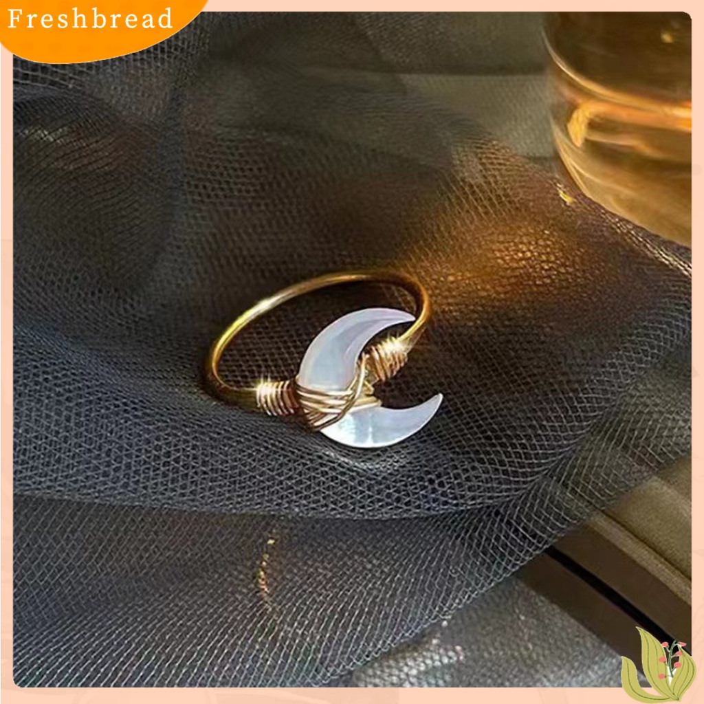 &lt; Freshbread &gt; Cincin Lady Mulia Indah Yang Dapat Disesuaikan Trendi Setengah Bulan Dekorasi Jari Cincin Perhiasan Aksesori