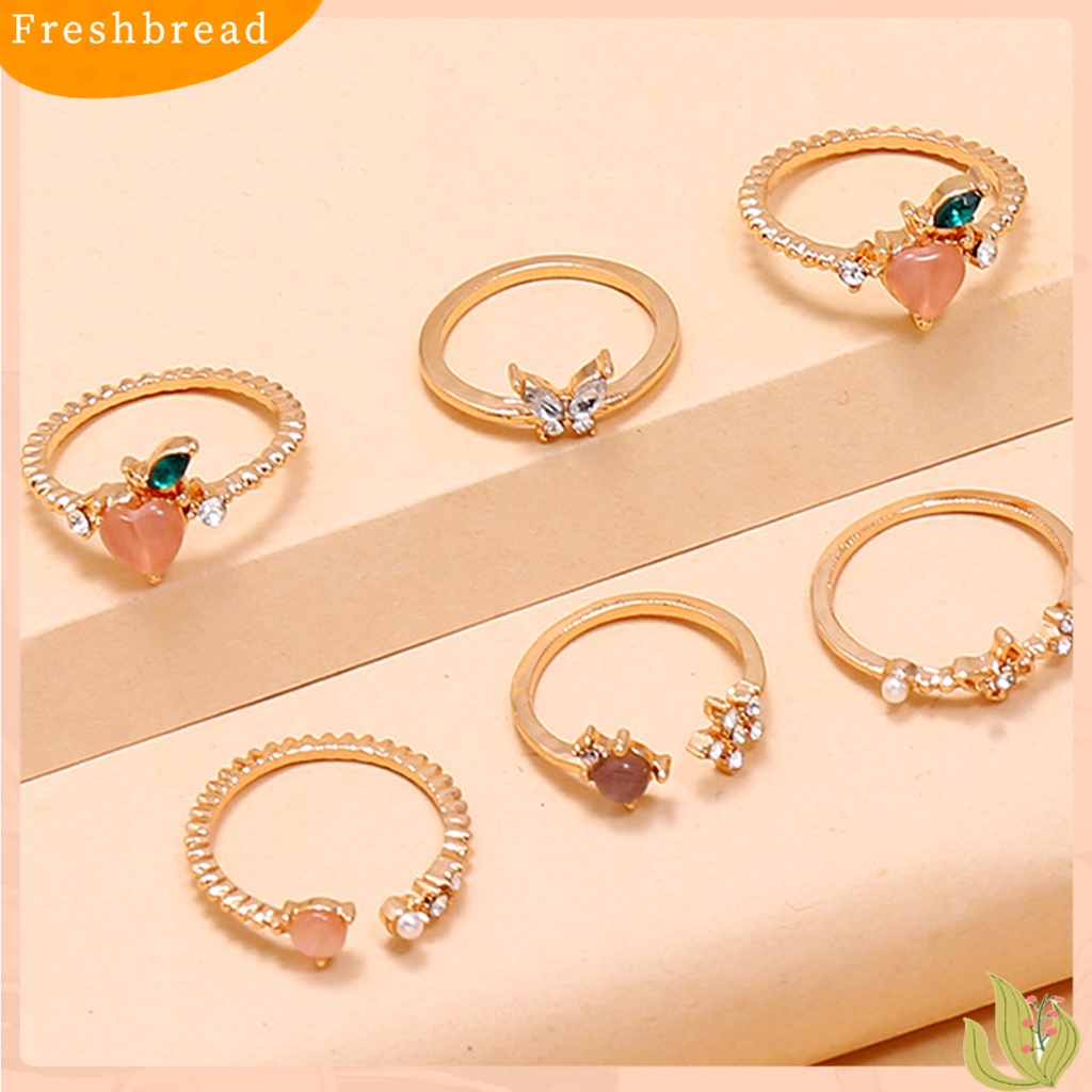 &lt; Freshbread &gt; 11 Pcs Knuckle Rings Buah Berlian Imitasi Wanita Indah Electroplating Finger Rings Perhiasan Aksesoris