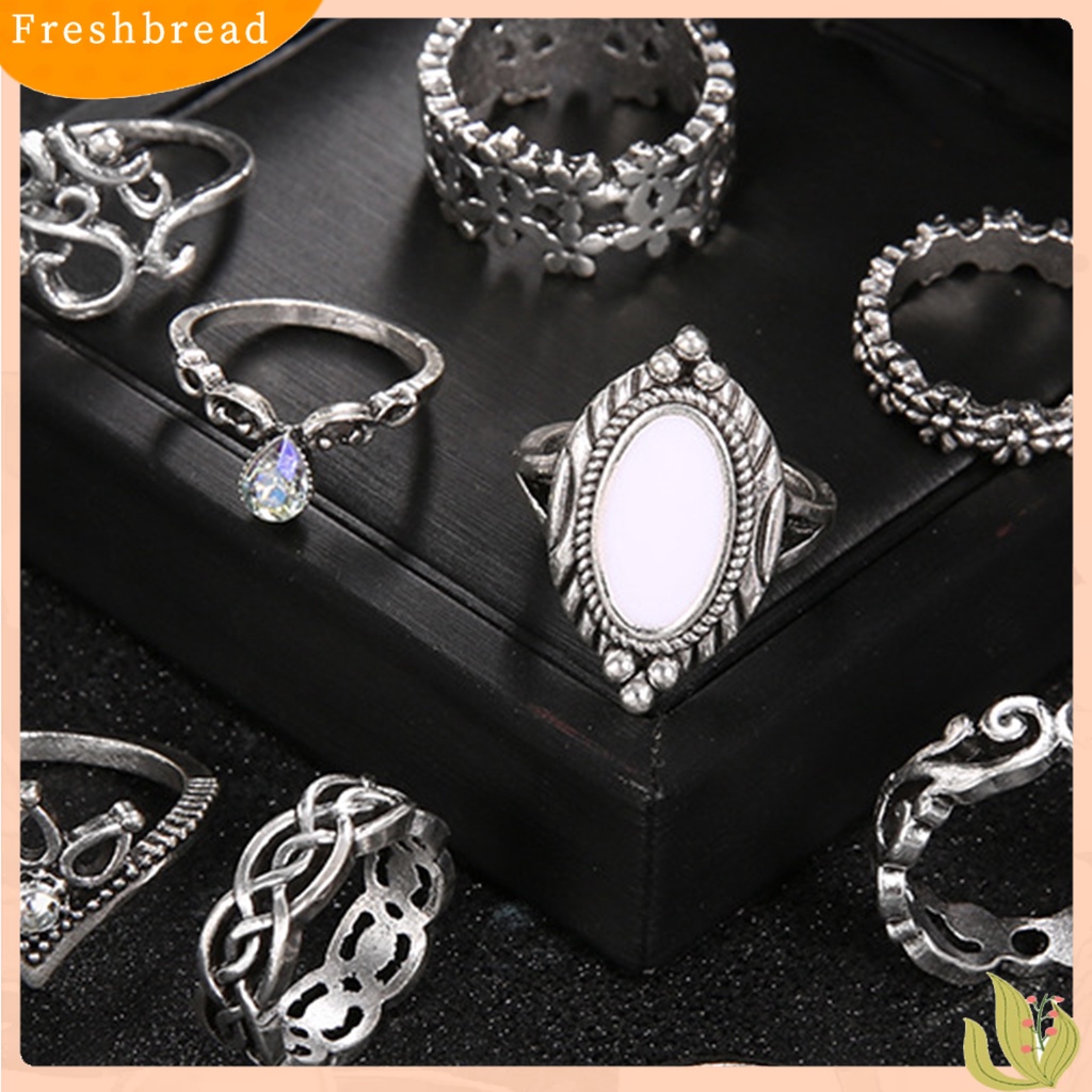 < Freshbread > 10 Pcs Wanita Buku Jari Cincin Bulan Berongga Keluar Bohemian Stackable Rings Perhiasan Aksesoris