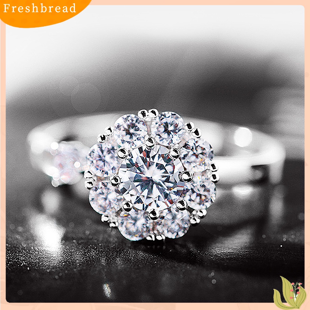 &lt; Freshbread &gt; Wanita Beruntung Kubik Zirkon Terbuka Berputar Jari Cincin Pesta Perhiasan Aksesori Hadiah