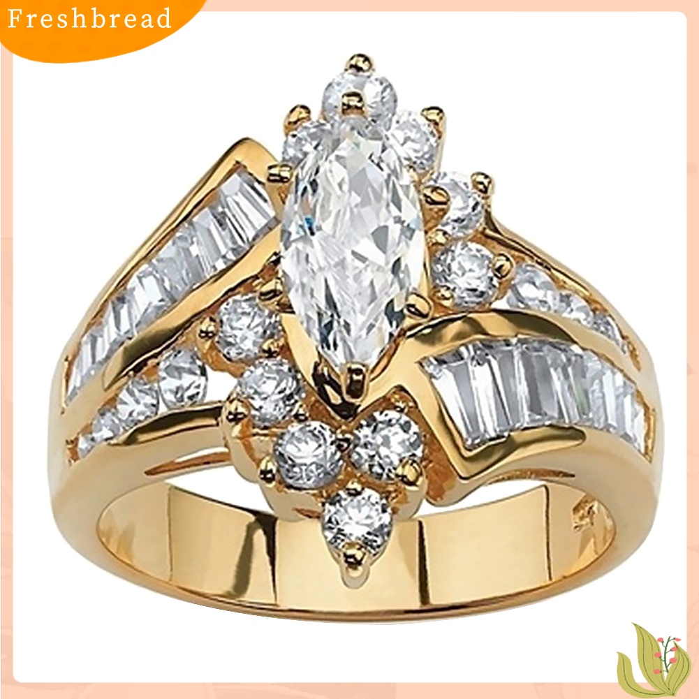 &lt; Freshbread &gt; Wanita Marquise Cut Cubic Zirconia Engagement Anniversary Jari Cincin Perhiasan