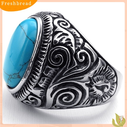 &lt; Freshbread &gt; Cincin Pita Ukir Stainless Steel Klasik Gaya Vintage Klasik Pria