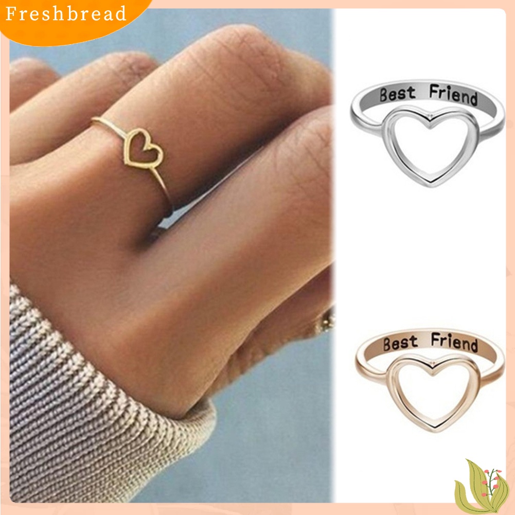 &lt; Freshbread &gt; Wanita Fashion Sahabat Berongga Jantung Jari Cincin Pesta Perhiasan Aksesori Hadiah