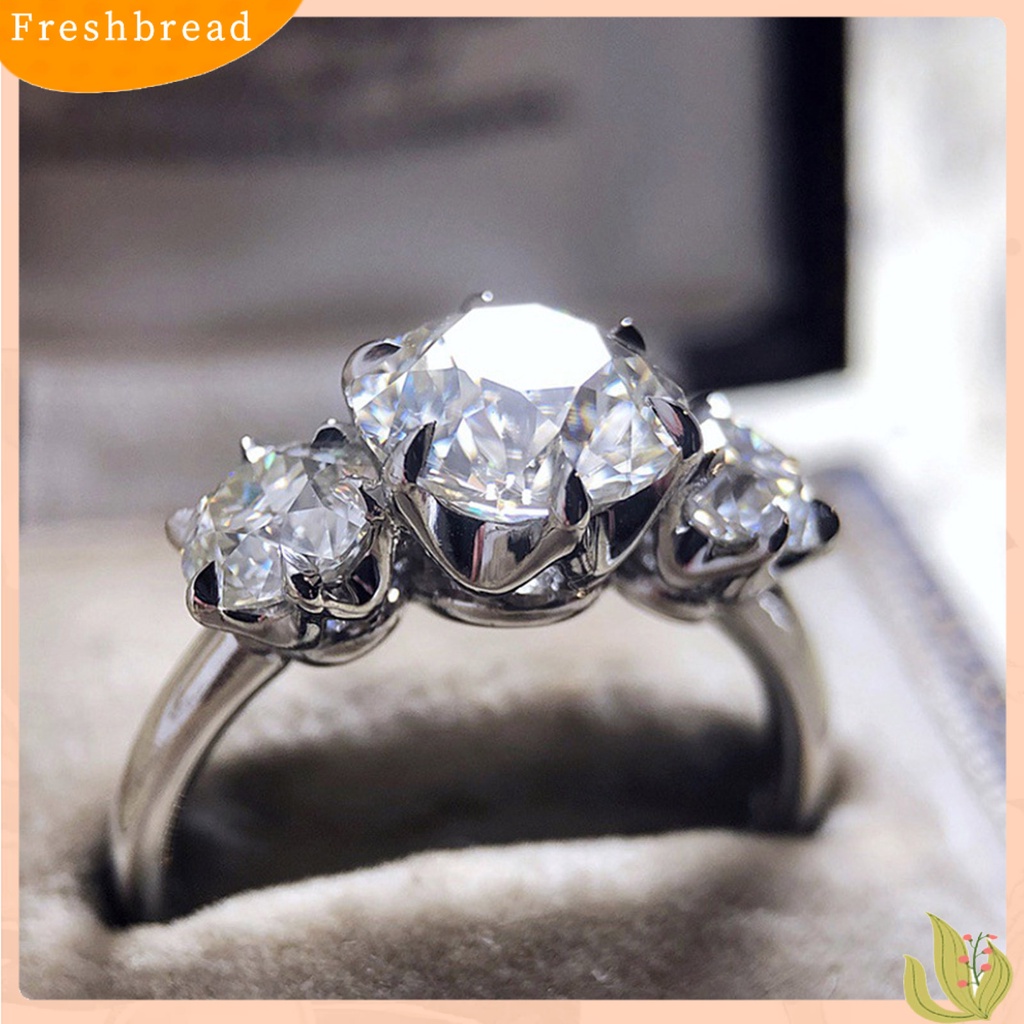 &lt; Freshbread &gt; Wanita Cincin Bentuk Persegi Dua Warna Perhiasan Geometris Cubic Zirconia Finger Ring Hadiah Ulang Tahun