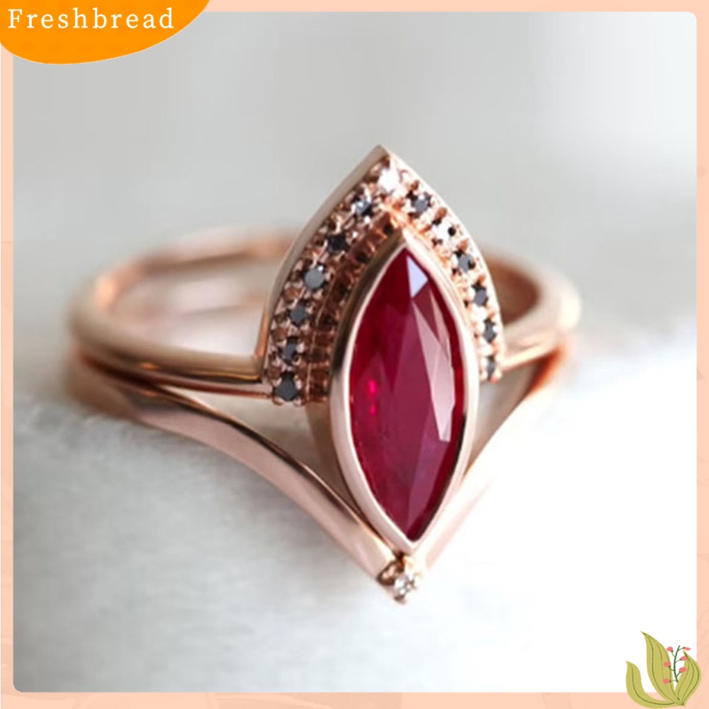 &lt; Freshbread &gt; Cincin Wanita Merah Berlian Imitasi Gaya Vintage Classic Pasangan Knuckle Ring Untuk Pernikahan