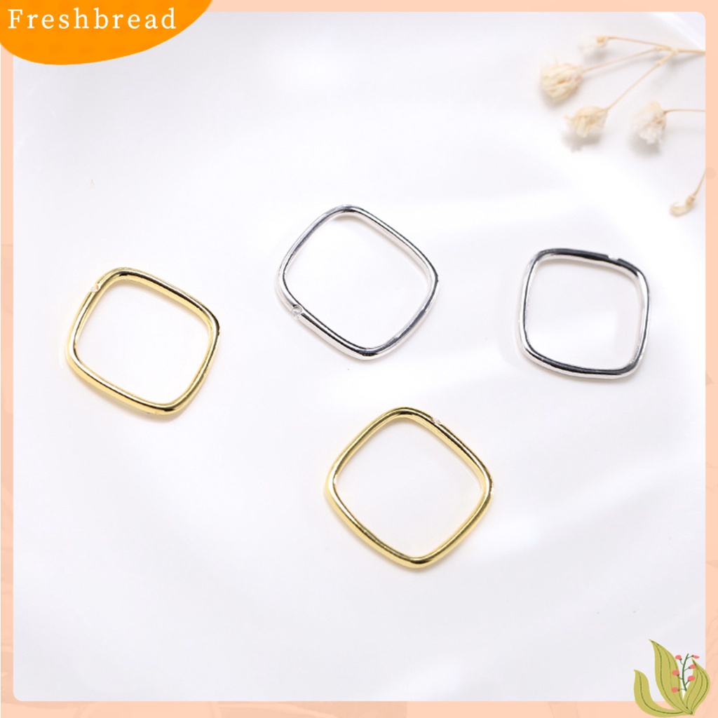 &lt; Freshbread &gt; Cincin Bentuk Persegi Berlian Imitasi Hias Perhiasan Cincin Wanita Lapis Perak Untuk Pesta