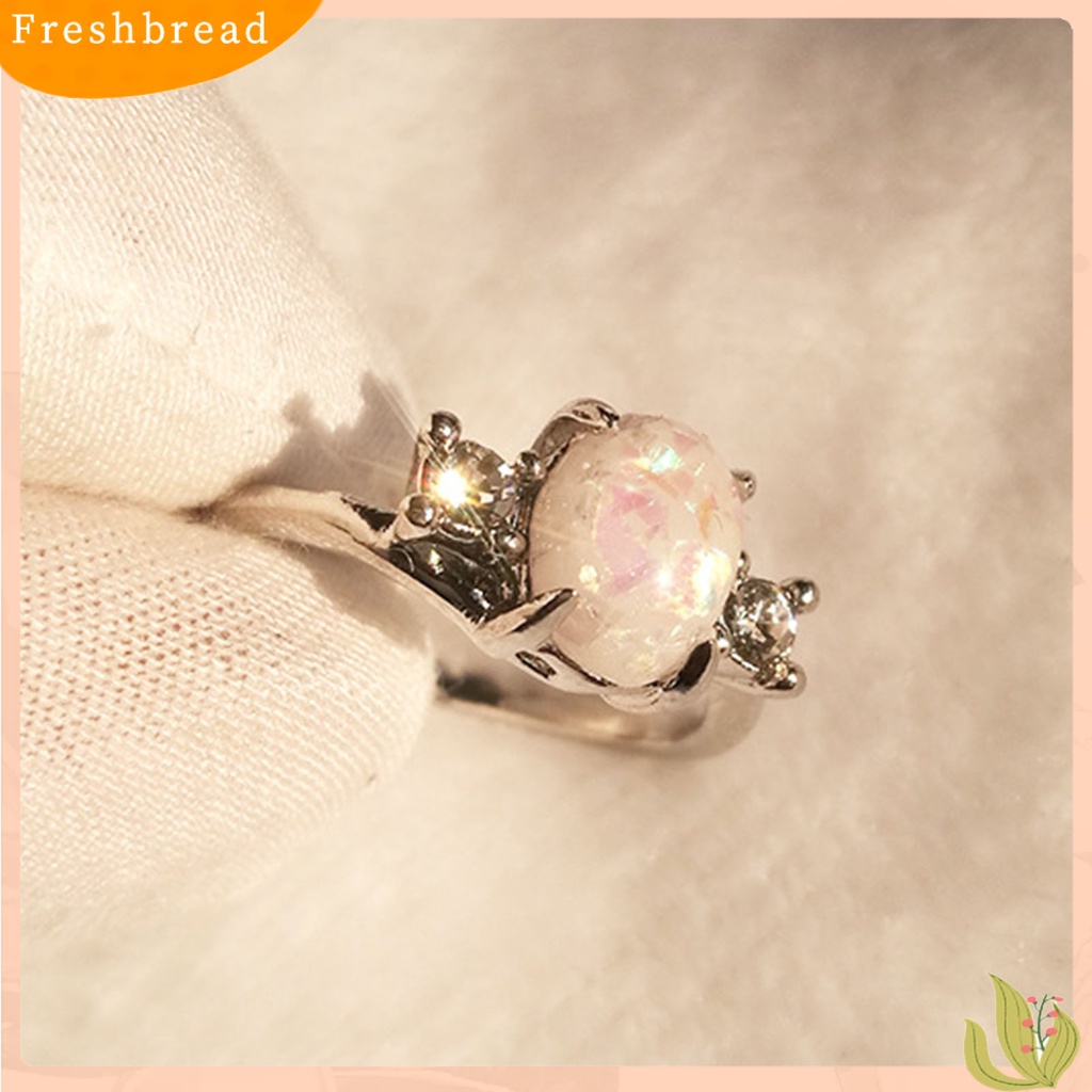 &lt; Freshbread &gt; Hias Berlian Imitasi Elegan Lady Cincin Oval Potong Warna-Warni Faux Permata Jari Cincin Perhiasan Aksesori