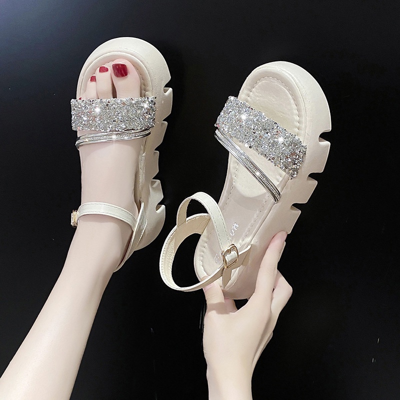 JBI-0283 GRATIS BOX Sandal Wedges Wanita Anti Slip Fashion Casual Terbaru Import Premium