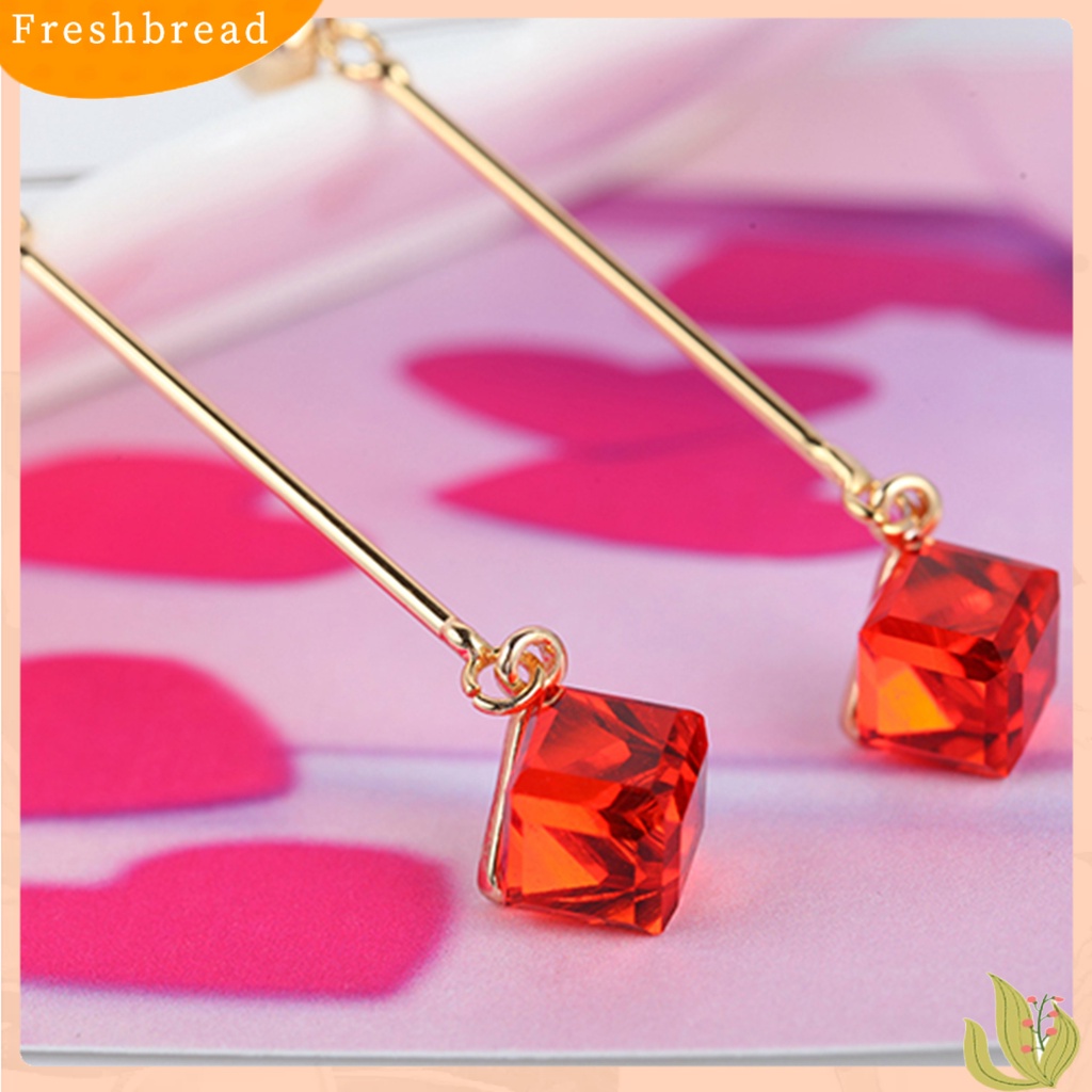 < Freshbread > 1pasang Wanita Fashion Panjang Menjuntai Berlian Imitasi Anting Eardrops Perhiasan Untuk Pernikahan
