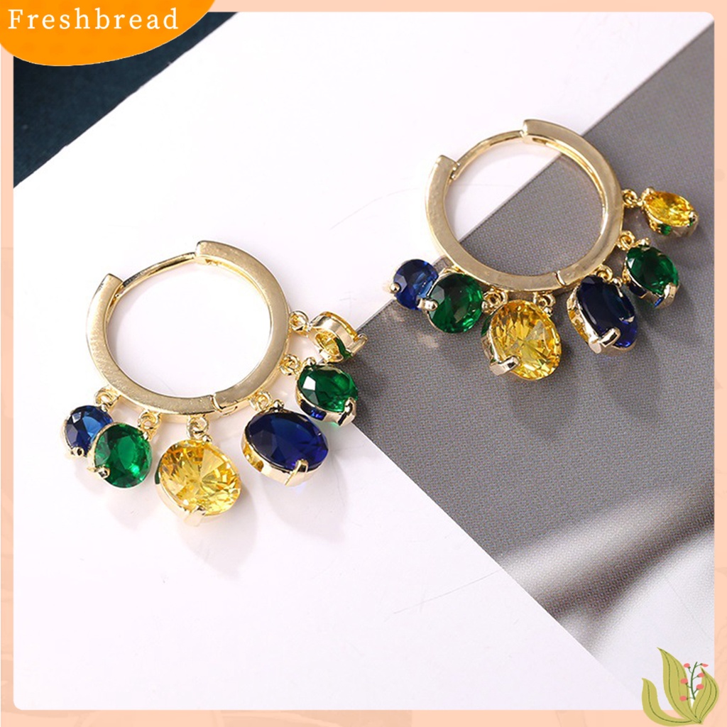 &lt; Freshbread &gt; 1pasang Anting Hoop Anting Tusuk Mata Tahan Korosi Alloy Cermin Poles Menjuntai Earrings Perlengkapan Perhiasan Untuk Perempuan