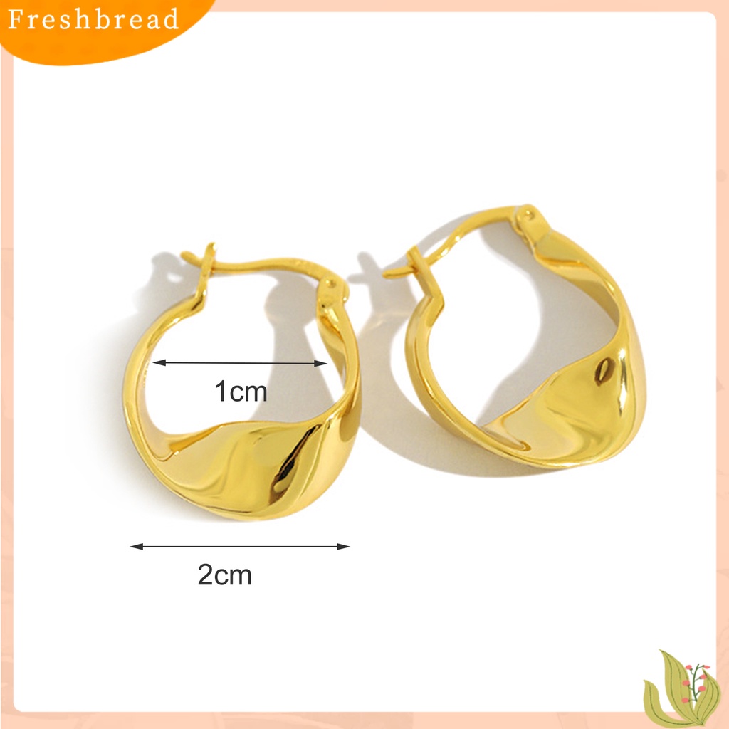 &lt; Freshbread &gt; 1pasang Anting Menjuntai Bersinar Anting Hoop Twist Geometris Tembaga Tahan Aus Untuk Pesta