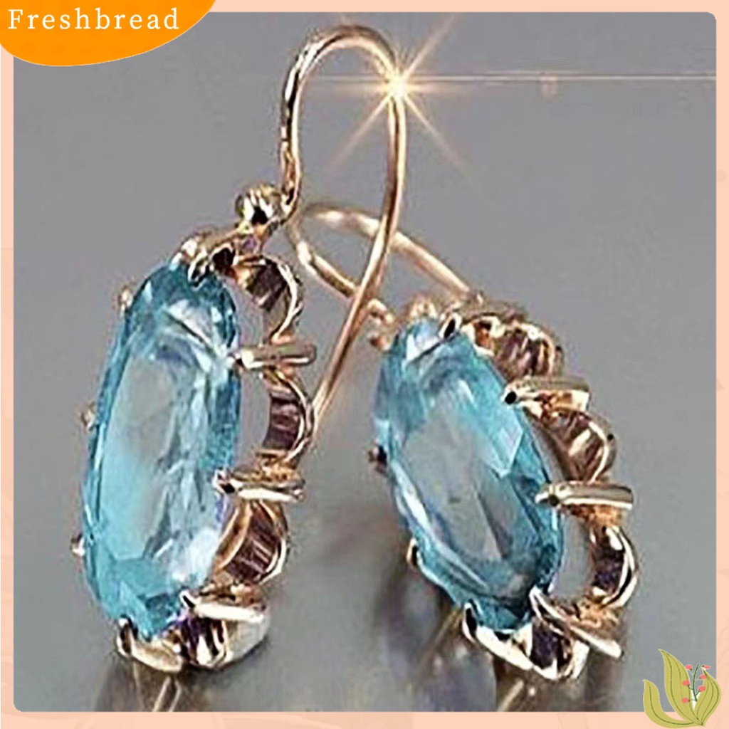 &lt; Freshbread &gt; 1pasang Anting Hoop Shiny Besar Berlian Imitasi Perhiasan Temperamen Tahan Lama Menjuntai Anting Hadiah Ulang Tahun