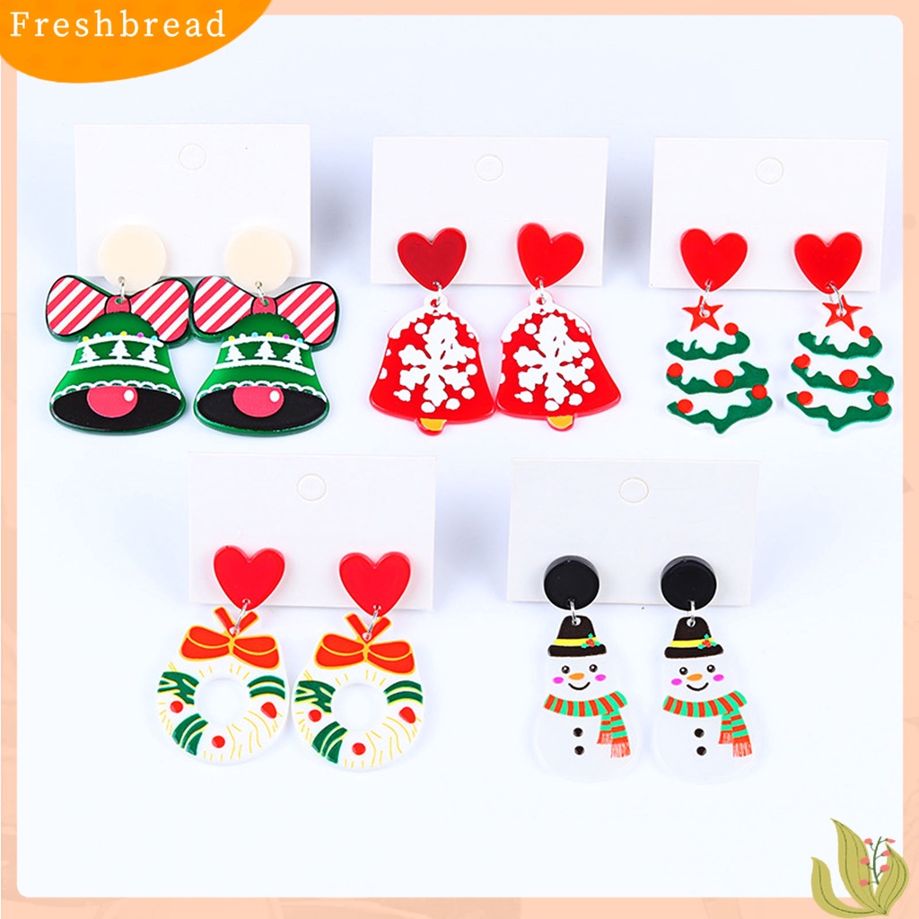 &lt; Freshbread &gt; 1pasang Anting Menjuntai Lonceng Natal Berdandan Wanita Warna Kontras Anting Menjuntai Kartun Untuk Xmas