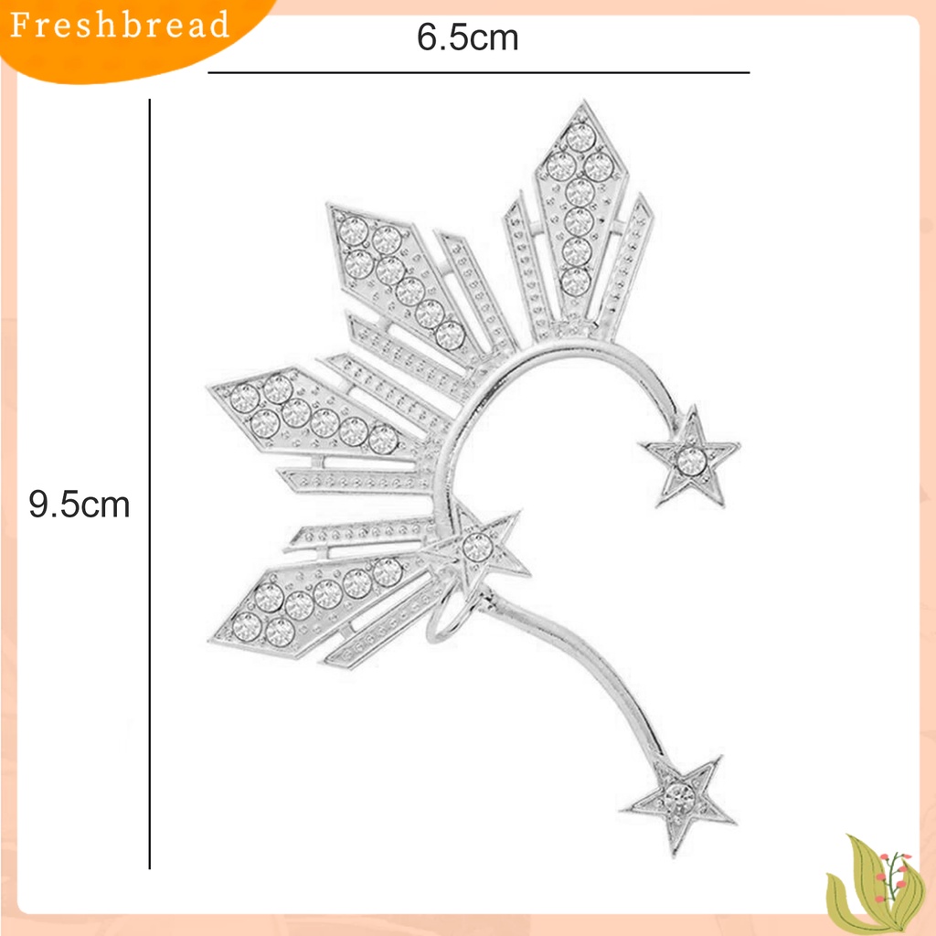 &lt; Freshbread &gt; 1Pc Klip Telinga Non Piercing Kristal Imitasi Mengkilap Geometris Electroplating Wanita Pentagram Berbentuk Kipas Telinga Manset Anting Perhiasan Dekorasi Hadiah Untuk Perjamuan