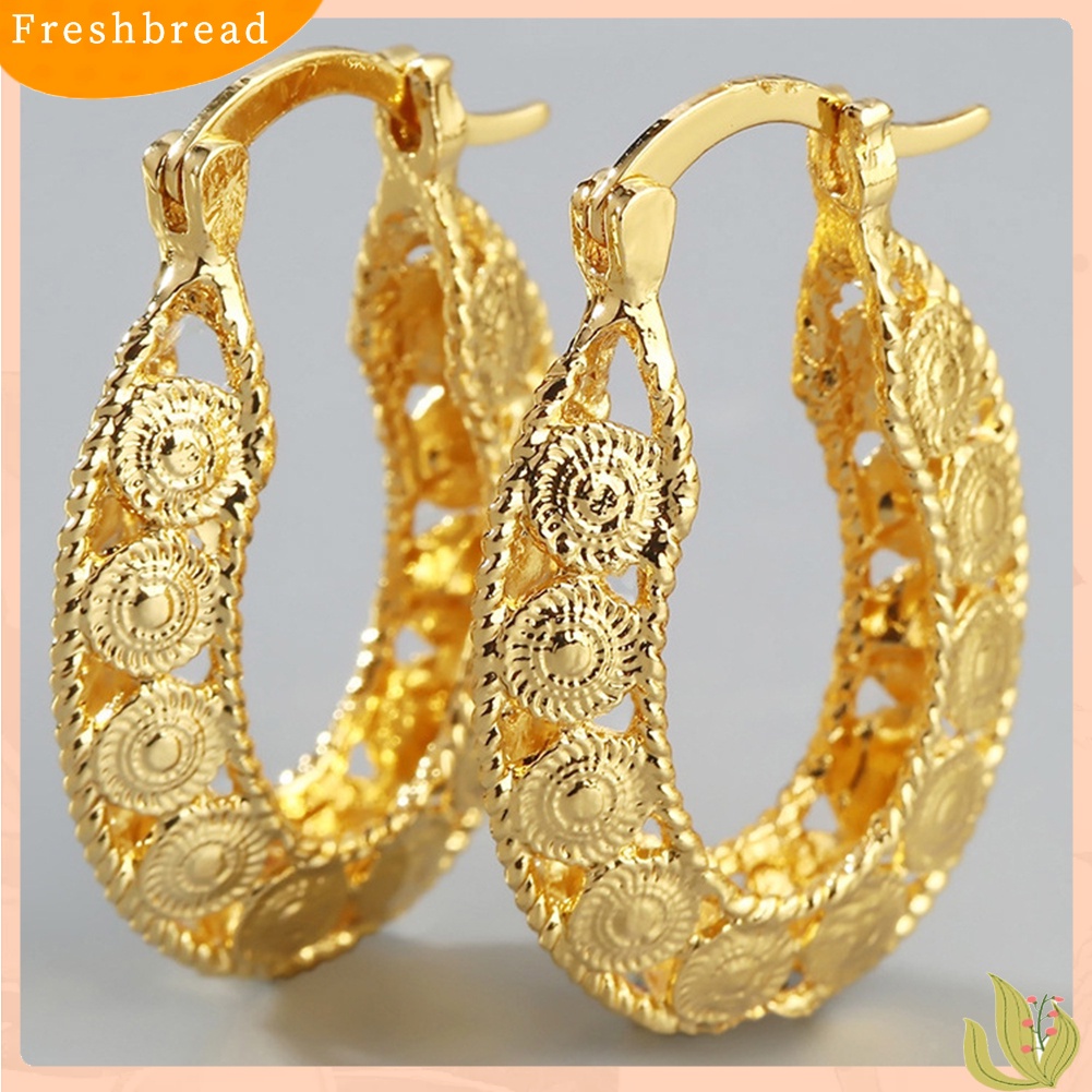 &lt; Freshbread &gt; Berlebihan Wanita Berongga Hoop Anting Pertunangan Pernikahan Pengantin Perhiasan Hadiah