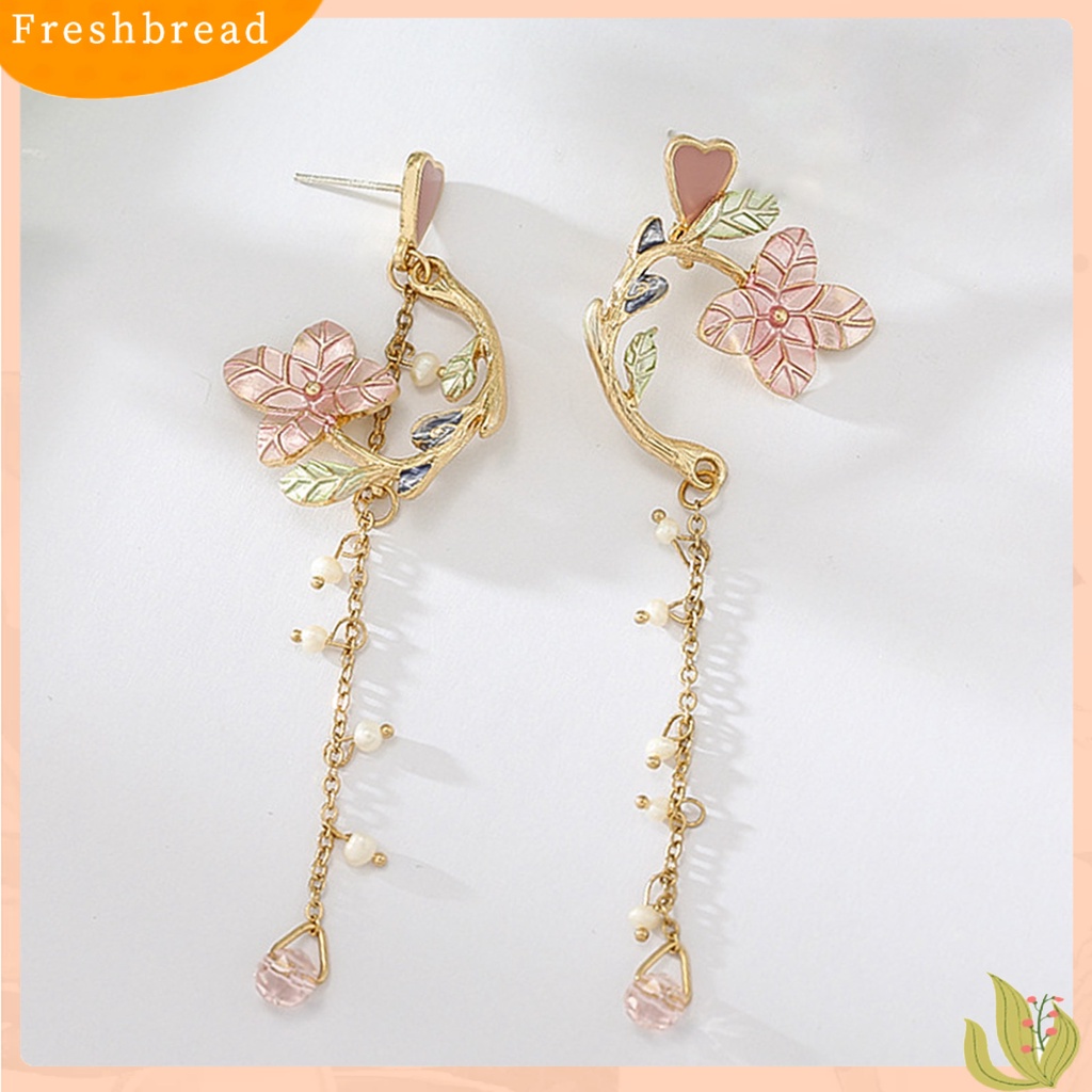 &lt; Freshbread &gt; 1pasang Anting Tusuk Perhiasan Bunga Asimetris All Match Anting Rumbai Menjuntai Untuk Pacaran