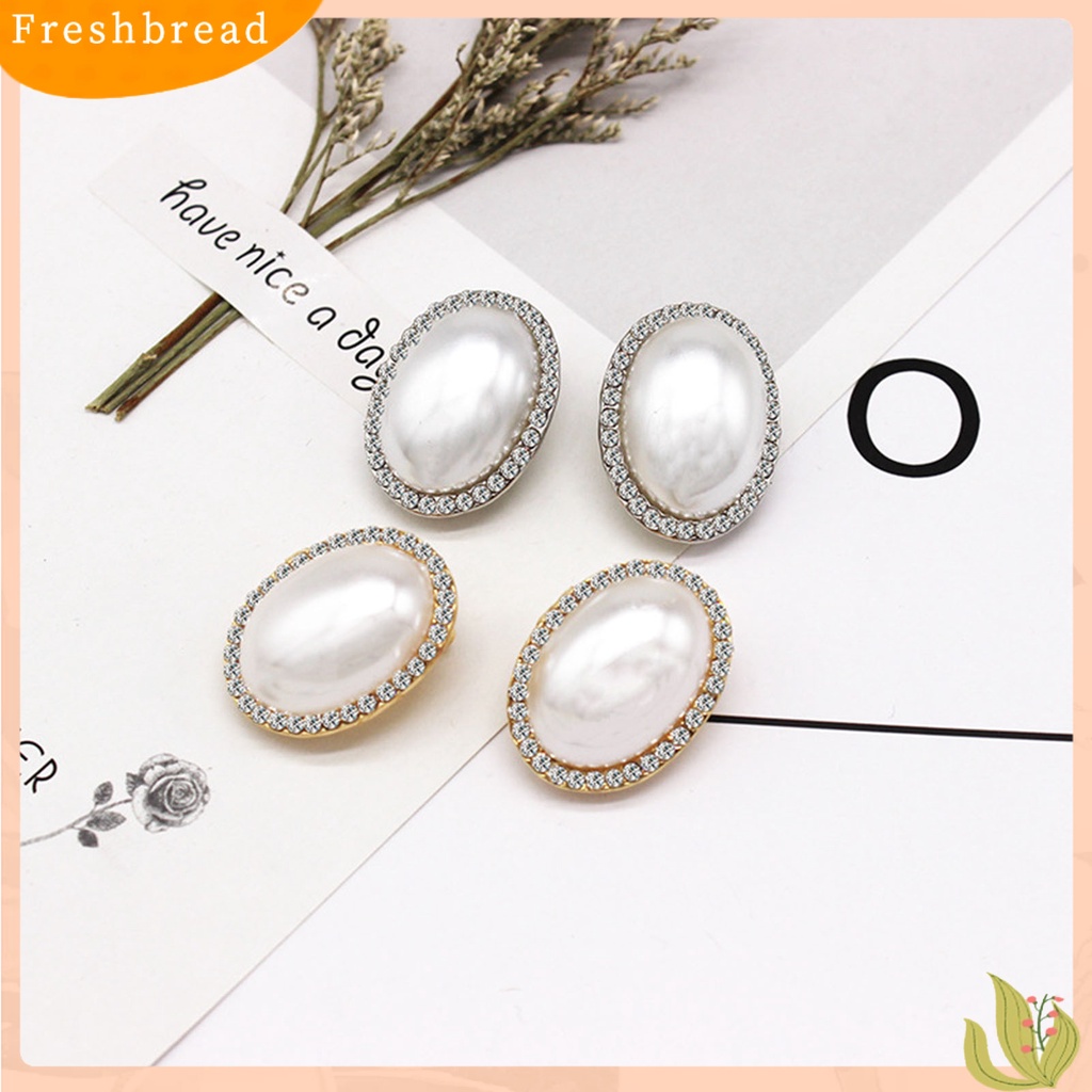 < Freshbread > Wanita Klip Telinga Berlian Imitasi Mengkilap Imitasi Opal Non Piercing Clip On Stud Earrings Perhiasan Untuk Pesta