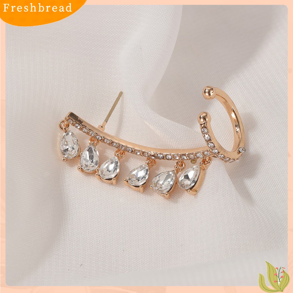 &lt; Freshbread &gt; 1Pc Bersinar Terintegrasi Klip Telinga Tetesan Air Tembaga Cubic Zirconia Ear Stud Klip Perhiasan Pesta