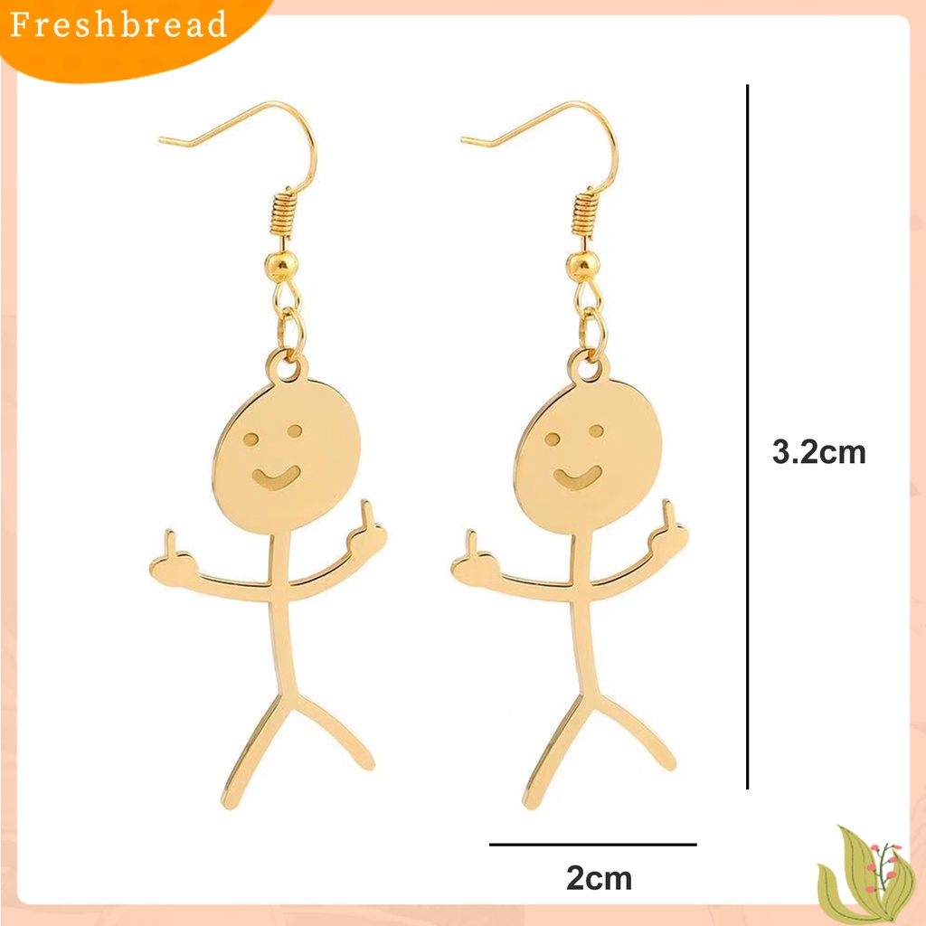 &lt; Freshbread &gt; 1pasang Menjuntai Anting Buatan Tangan Tindik Geometris Eye-catching Electroplating Dekorasi Wanita Lucu Punk Stickman Hook Earrings Fashion Perhiasan