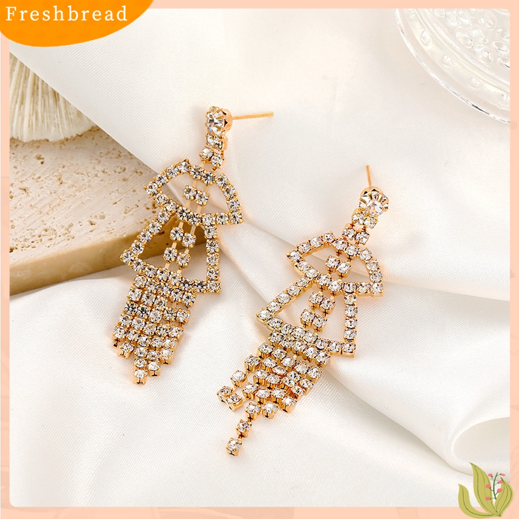 &lt; Freshbread &gt; 1pasang Anting Menjuntai Jumbai Mengkilap Perhiasan Penampilan Fashion Anting Stud Panjang Untuk Pernikahan