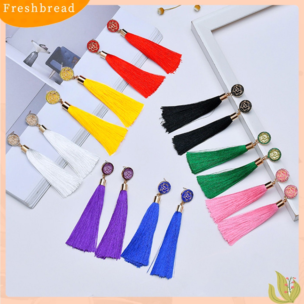 &lt; Freshbread &gt; Bohemian Etnik Bunga Panjang Rumbai Menjuntai Statement Earrings Wanita Perhiasan Hadiah