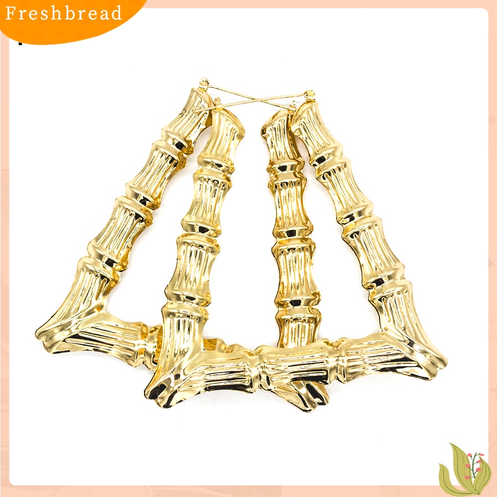 &lt; Freshbread &gt; Fashion Wanita Bambu Bersama Segitiga Jantung Anting Pesta Pernyataan Perhiasan Hadiah