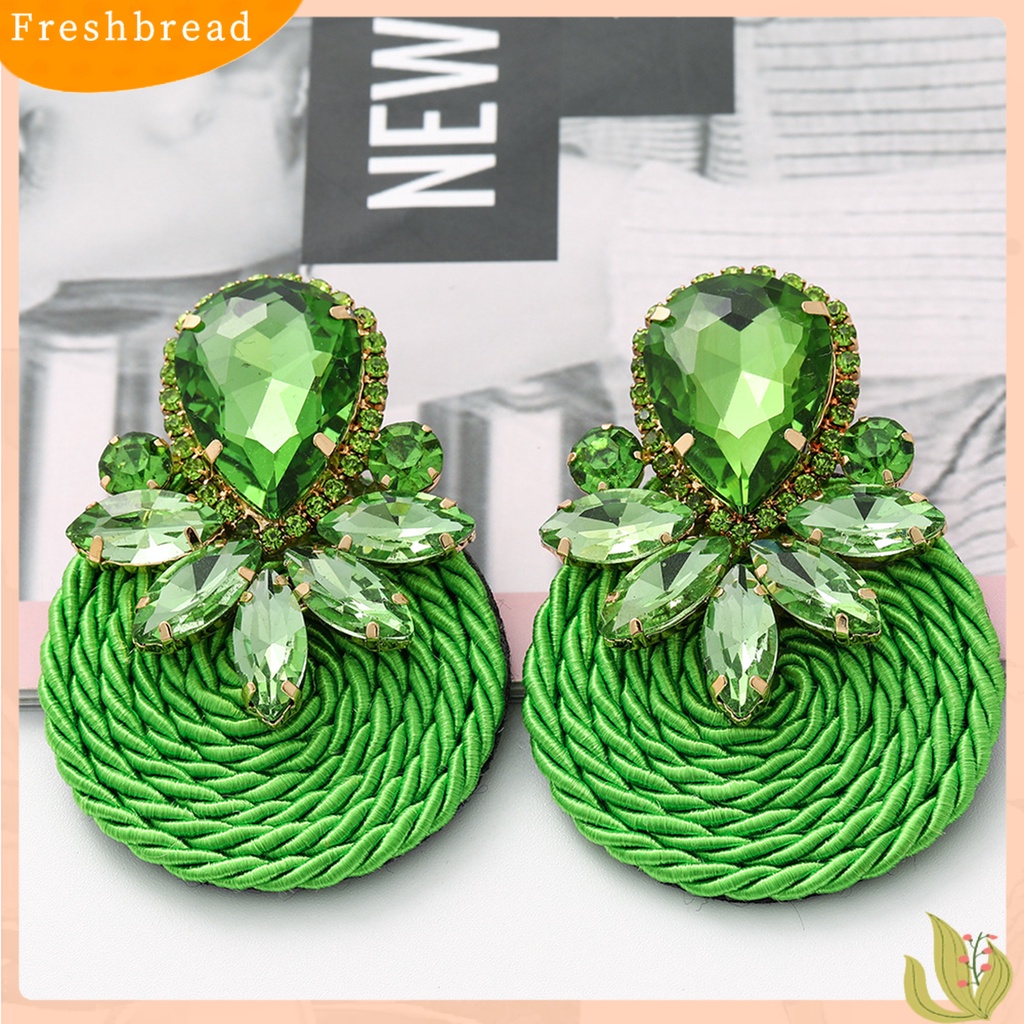 &lt; Freshbread &gt; Anting Kepribadian Berlebihan Handmade Braided Round Plaited Jewelry Ear Studs Untuk Wanita