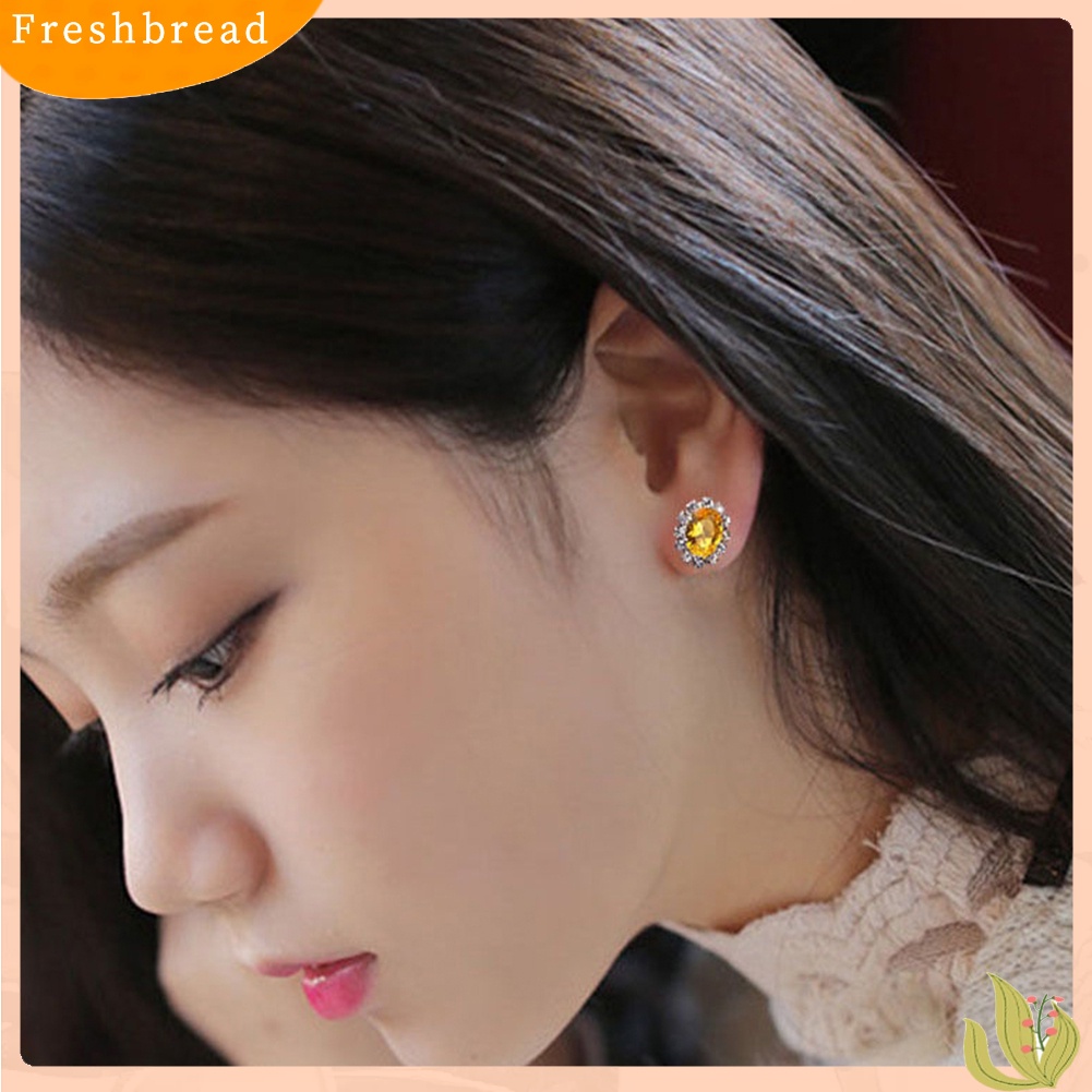 &lt; Freshbread &gt; Fashion Wanita Lady Elegan Berlian Imitasi Bunga Ear Stud Earrings Hadiah Perhiasan