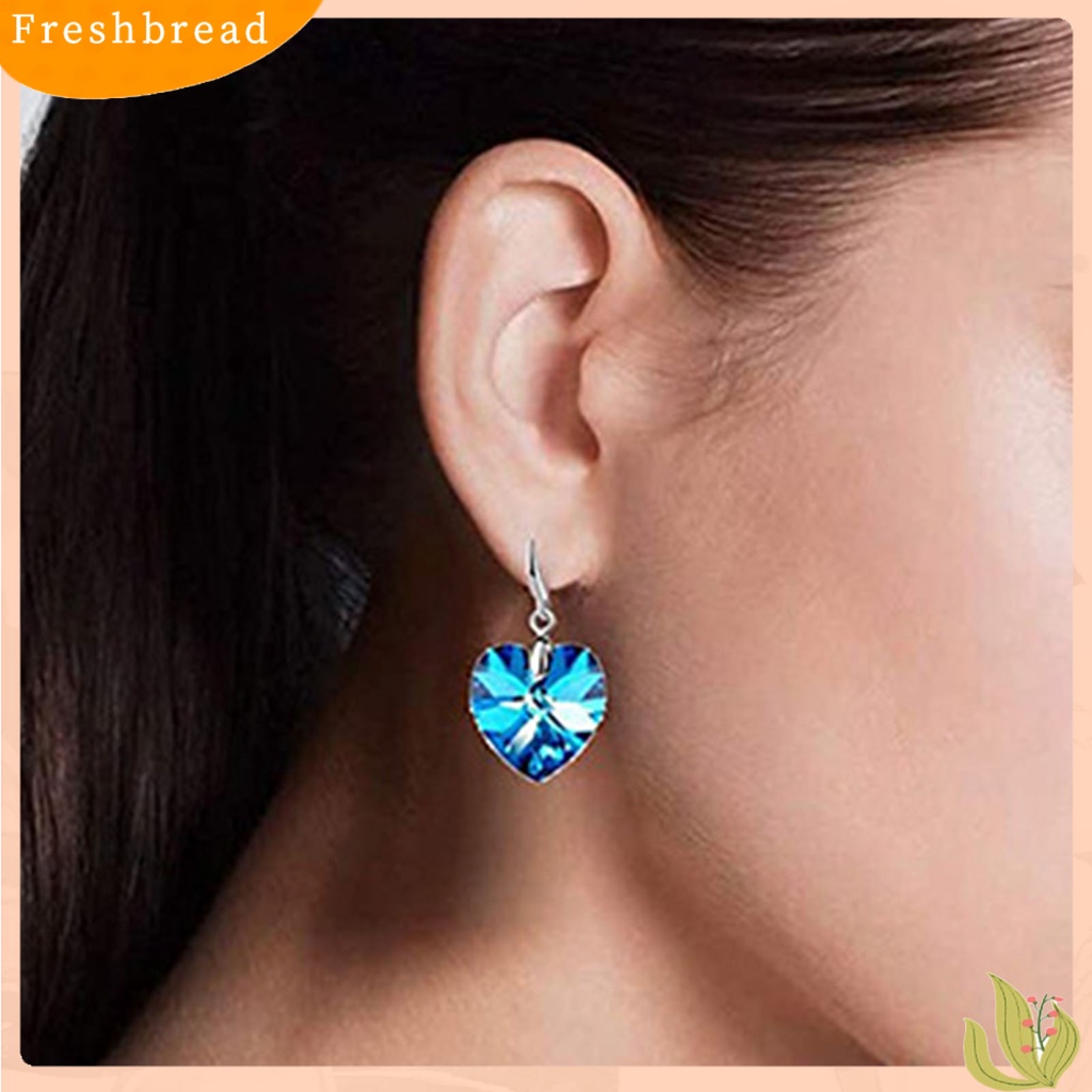 &lt; Freshbread &gt; 1pasang Anting Kait Fashion Semua Cocok Hati Anting Drop Kristal Imitasi Untuk Liburan