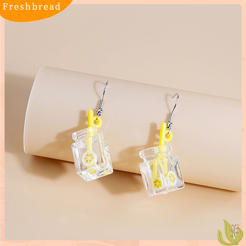 &lt; Freshbread &gt; 1pasang Drop Earrings Indah Ringan Resin Kartun Buah Susu Teh Cangkir Anting Untuk Pesta