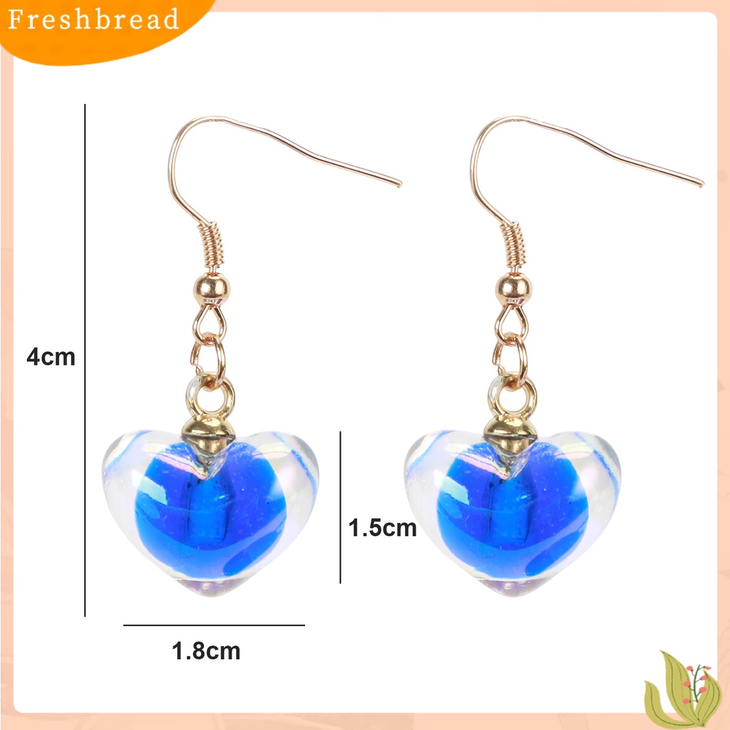 &lt; Freshbread &gt; 1pasang Anting Wanita Indah Pengerjaan Halus Eye-catching Electroplating Nyaman Dipakai Berdandan Tahan Luntur Wanita Akrilik Jantung Kait Drop Earrings