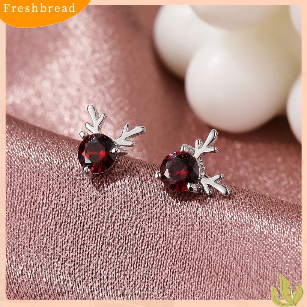 &lt; Freshbread &gt; Fashion Wanita Tanduk Berbentuk Stud Anting Perhiasan Hadiah Dekorasi Natal