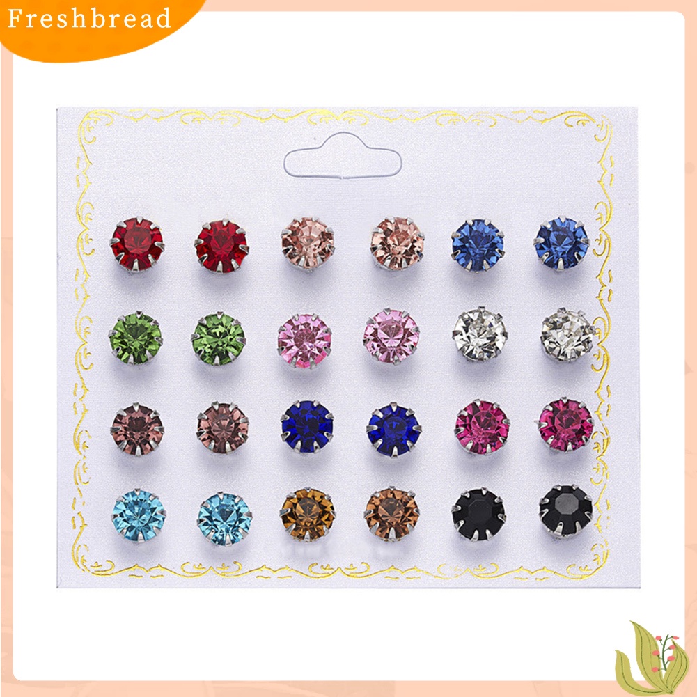 &lt; Freshbread &gt; 12pasang Fashion Wanita Zirkon Berlian Imitasi Hias Mutiara Imitasi Stud Earrings Jewelry