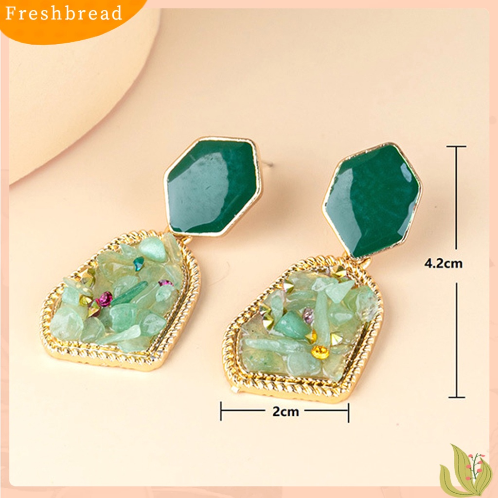 &lt; Freshbread &gt; 1pasang Menjuntai Anting Geometris Imitasi Hancur Batu Perhiasan Poles Halus Ins Gaya Anting Hadiah Ulang Tahun