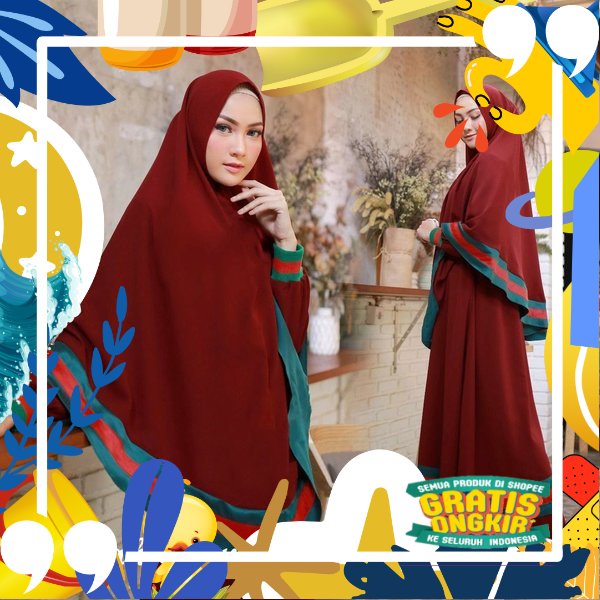 sale f2 sr aisyah baju muslim wanita gamis syari L jersey terbaru mewah modern pesta murah marun/ ko