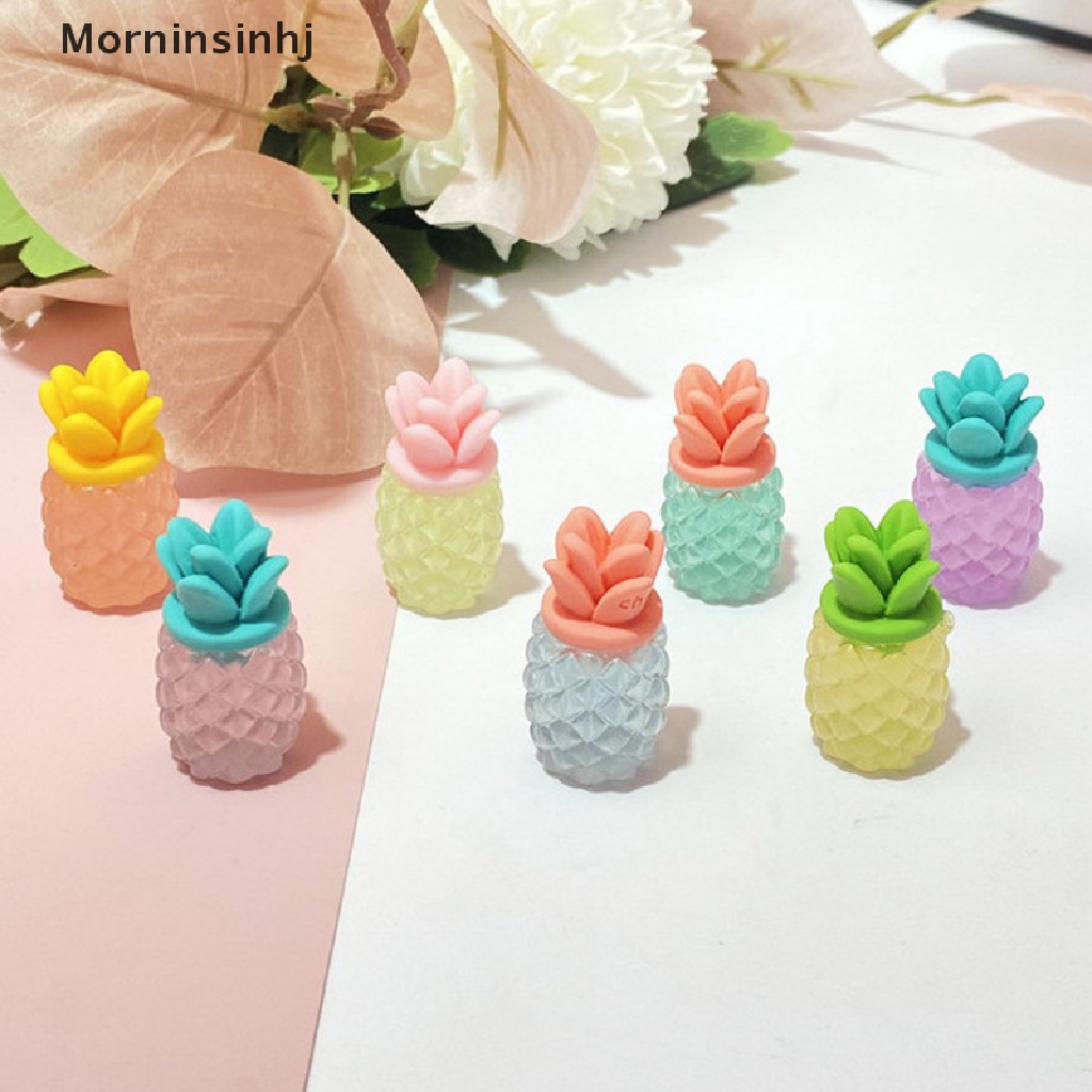 Mornin 10Pcs 3D Buah Nanas Bercahaya DIY Cream Lem Pernak Pernik Aksesoris Ornamen Resin id