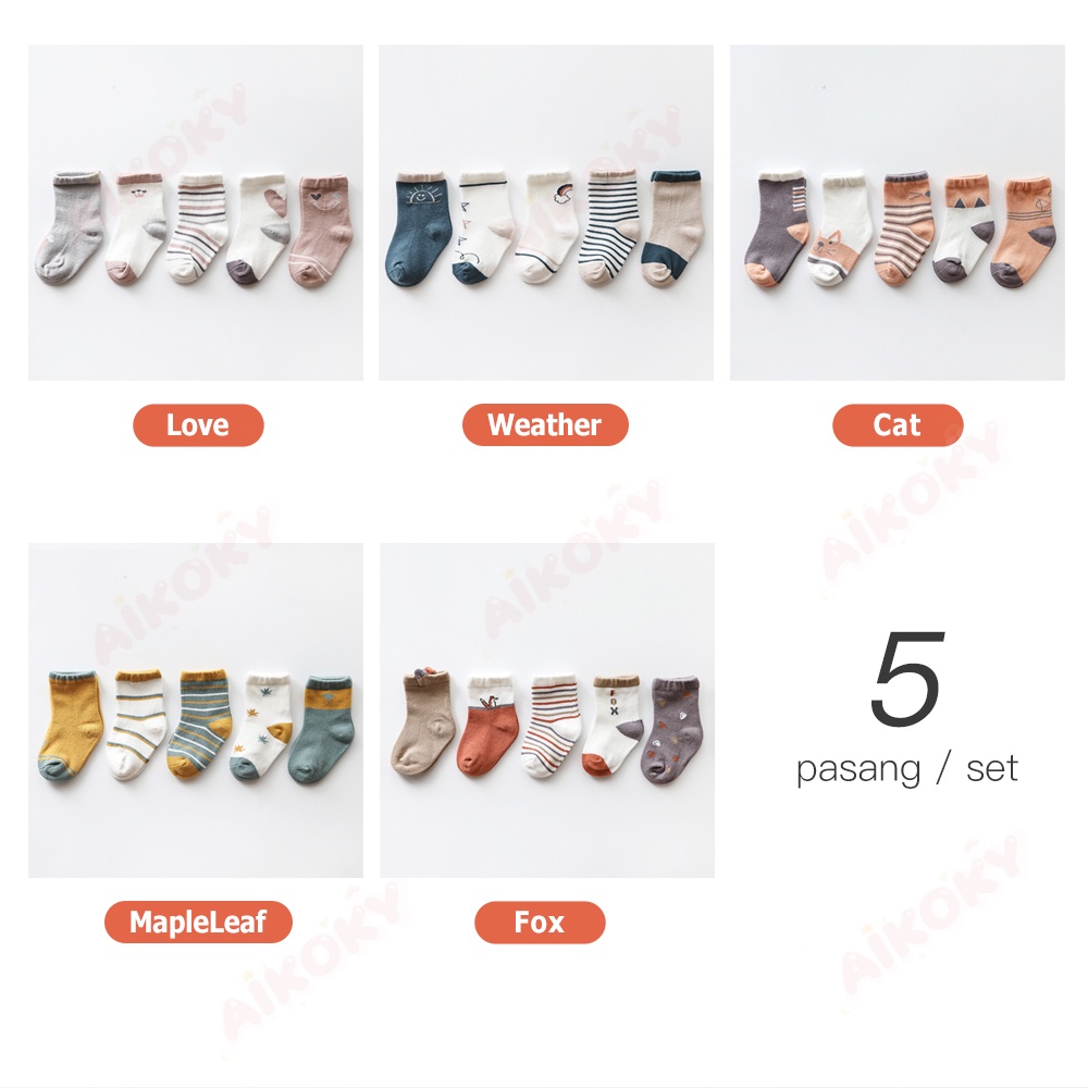 Aikoky Kaos Kaki Bayi Karakter 5 PCS/Set
