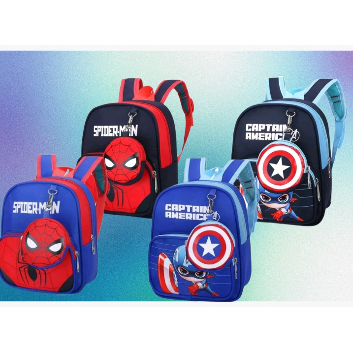 TAS RANSEL SUPERHERO / TAS RANSEL ANAK SPIDERMAN / TAS RANSEL ANAK KAPTEN AMERIKA